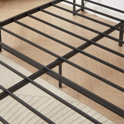 Bed frame with charging station full size, Rustic Brown, 83.1&