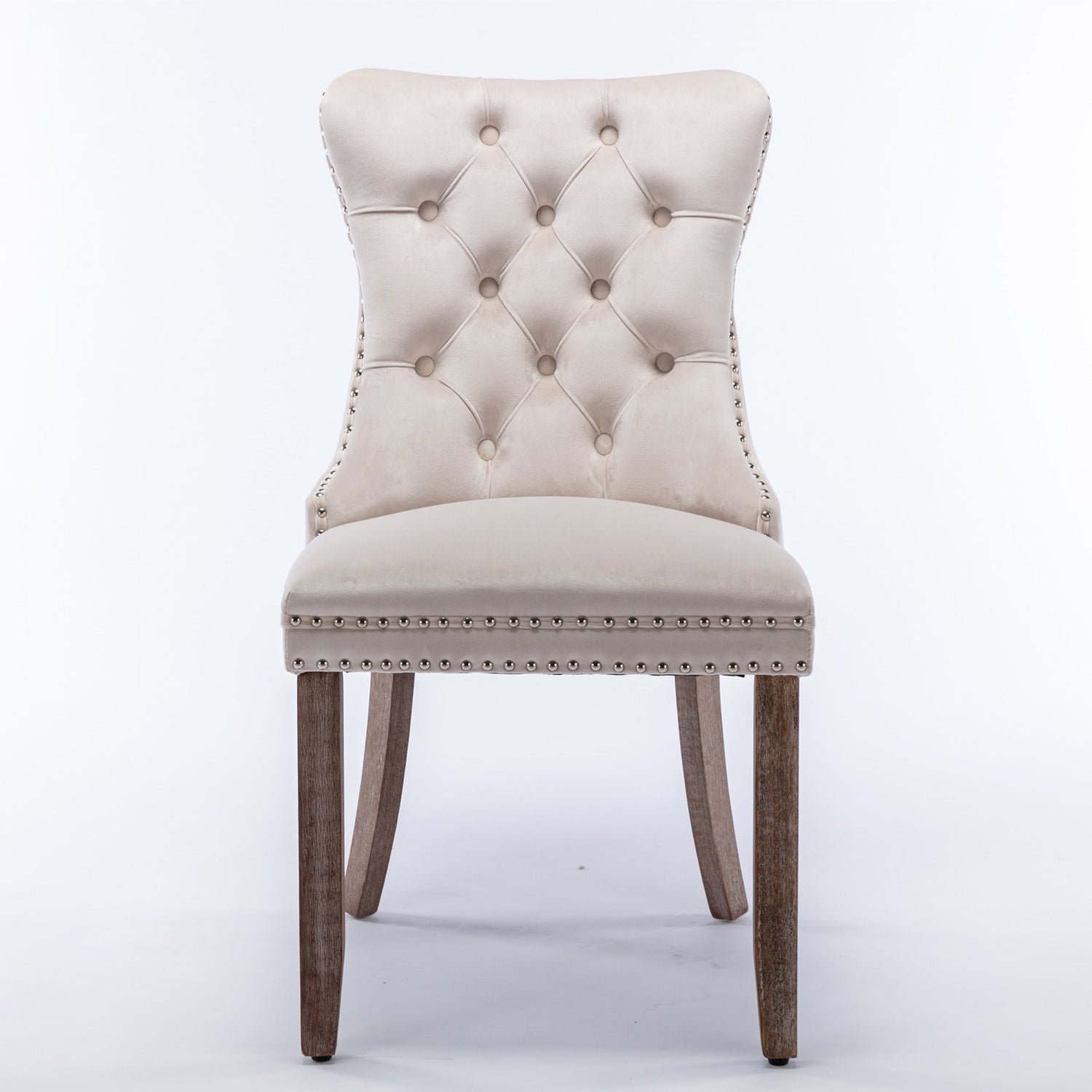Nikki Collection Modern High-end Tufted Solid Wood Contemporary Velvet Upholstered Dining Chair 2-Pcs SetBeige