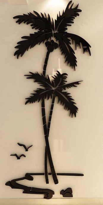 3D Coconut Tree Acrylic Mirror Wall Sticker For Children&