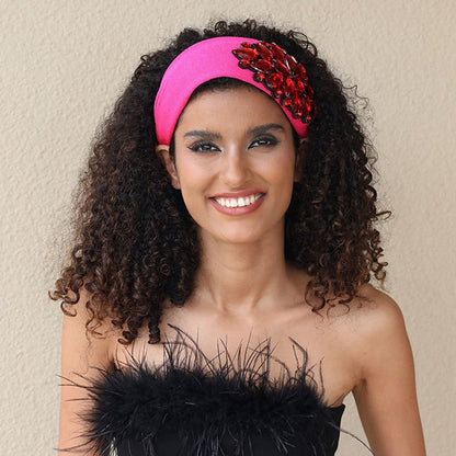 Solid color diamond inlaid wide edge with teeth anti slip face wash headband