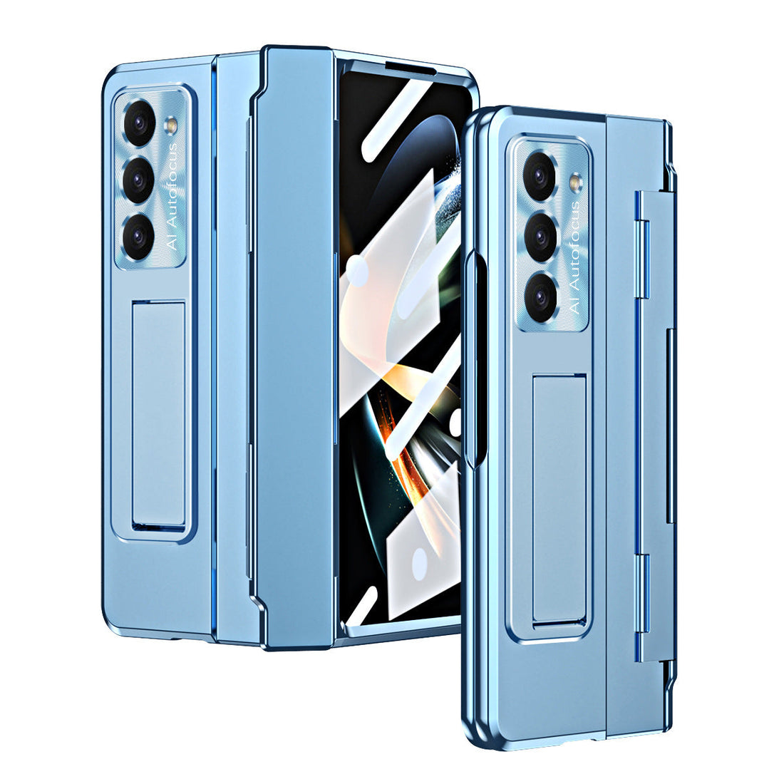 Samsung zfold 5 phone case FOLD4 flat hinge folding protective cover FOLD3 solid color bracket anti drop suitable