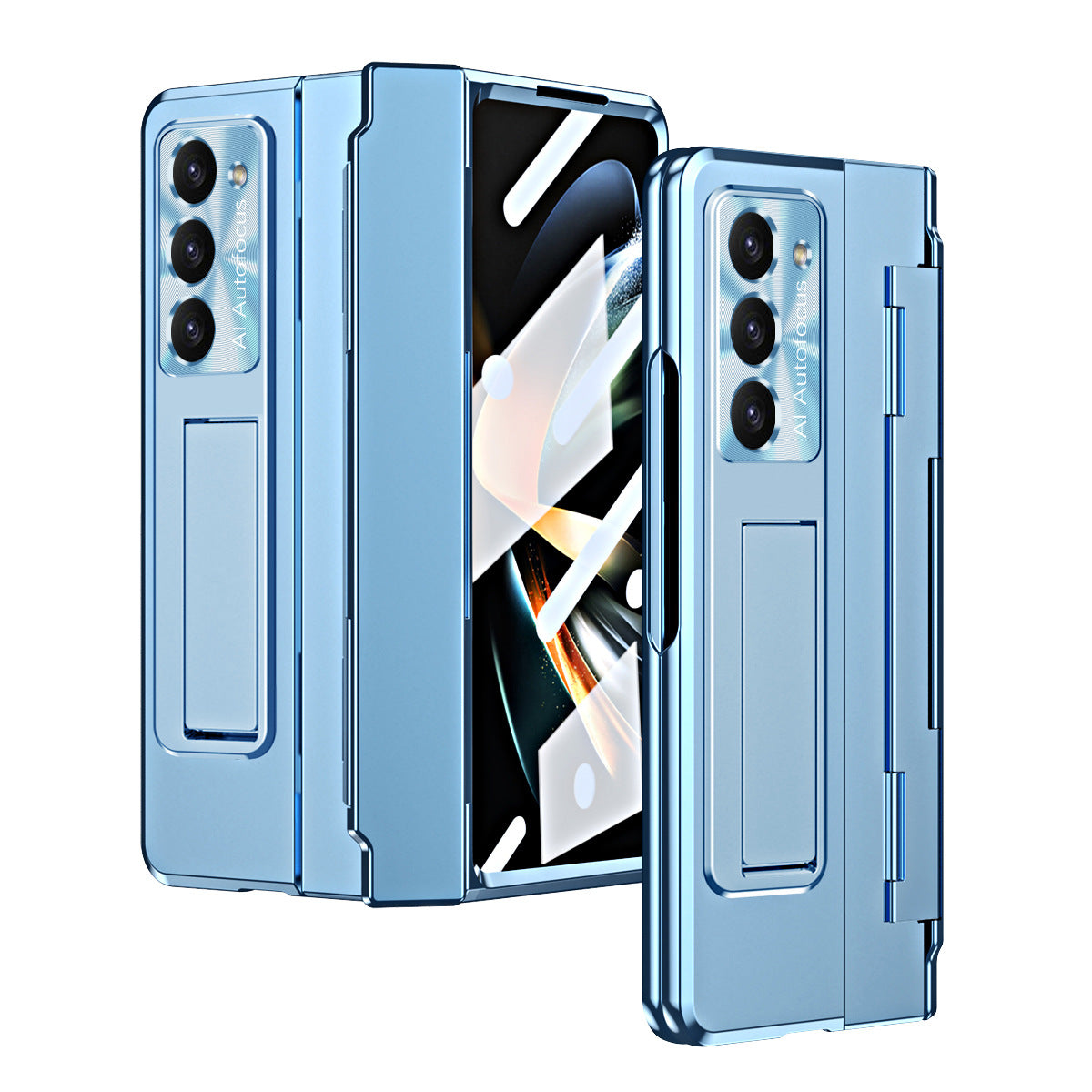 Samsung zfold 5 phone case FOLD4 flat hinge folding protective cover FOLD3 solid color bracket anti drop suitable