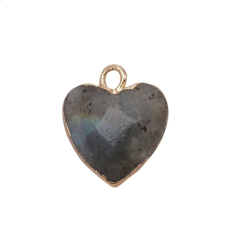 Women Jewelry  12.5mm Small Lovely Heart Pendant Labradorit Aventurine Opal Rose Crystal Quartz Stone Pendant DIY for Necklace