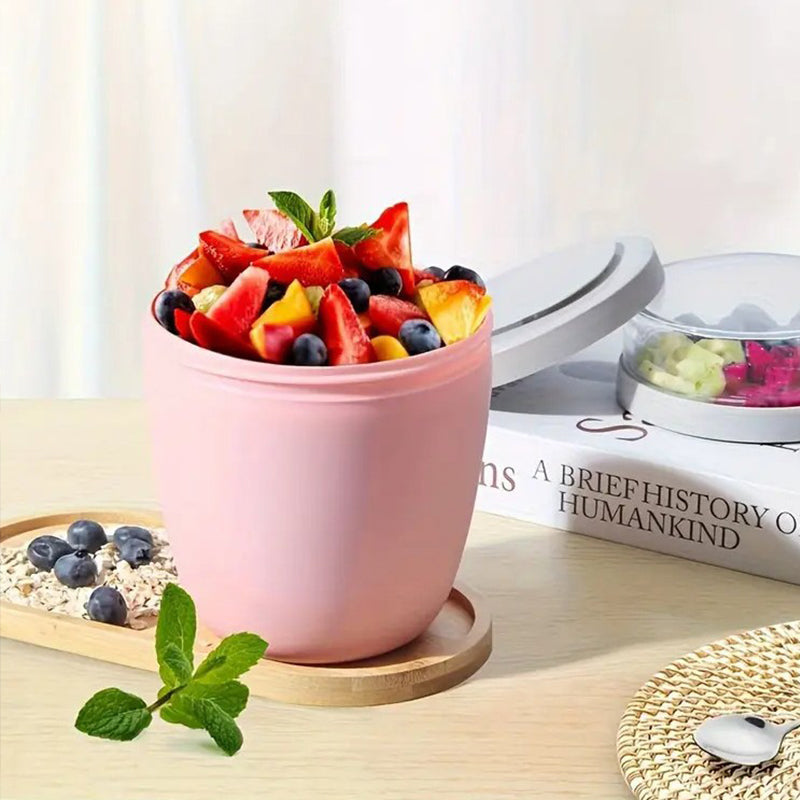 Portable Yogurt Cereal Cups with Lids. Ideal for Overnight Oats, DIY Salads &amp; Parfaits. Great for Breakfast or Lunch