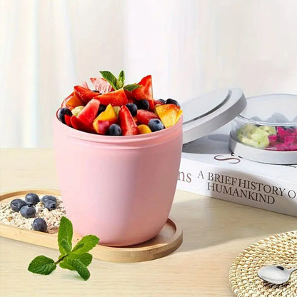 Portable Yogurt Cereal Cups with Lids. Ideal for Overnight Oats, DIY Salads &amp; Parfaits. Great for Breakfast or Lunch