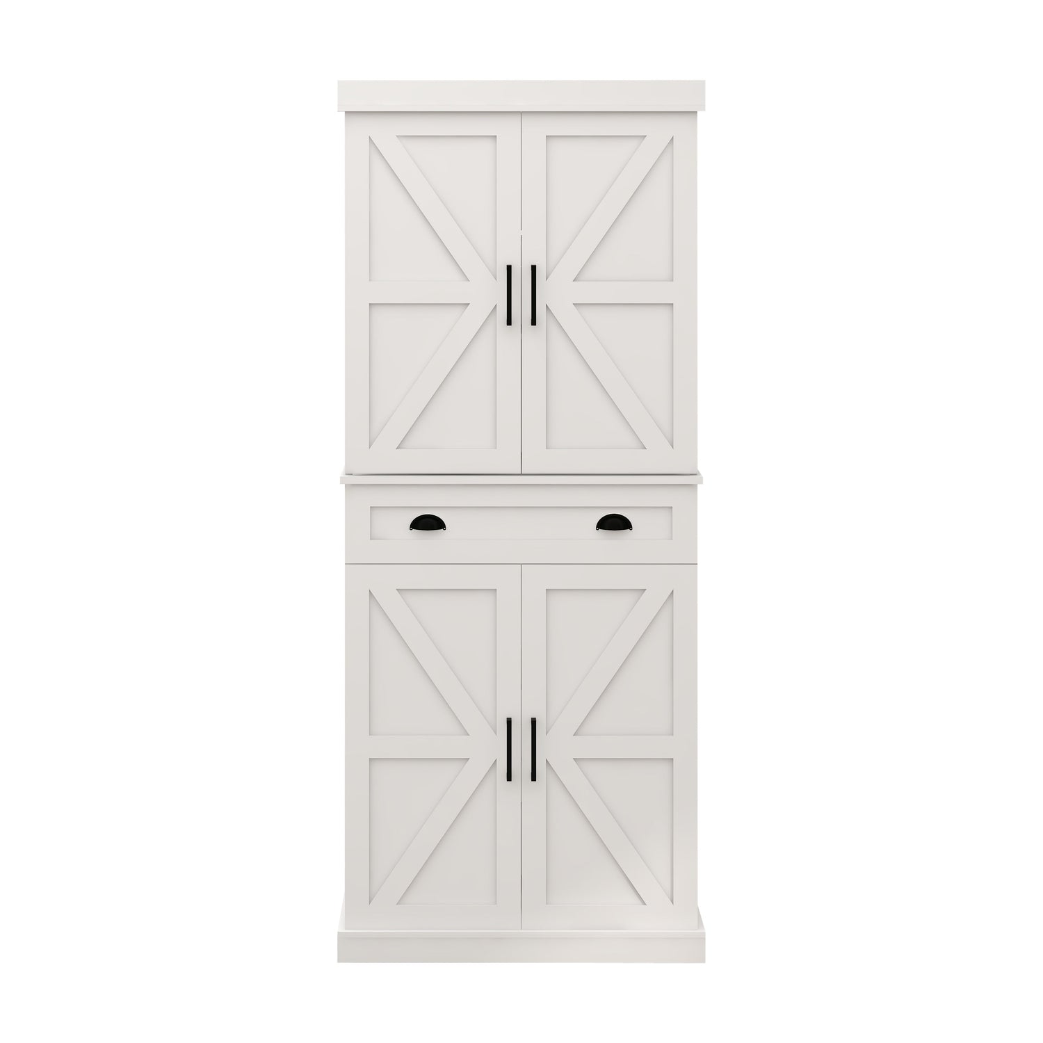 71" Kitchen Pantry Storage Cabinet with 4 Doors(2Doors with Racks)1 Drawer 2 Adjustable Shelves Freestanding Cupboard