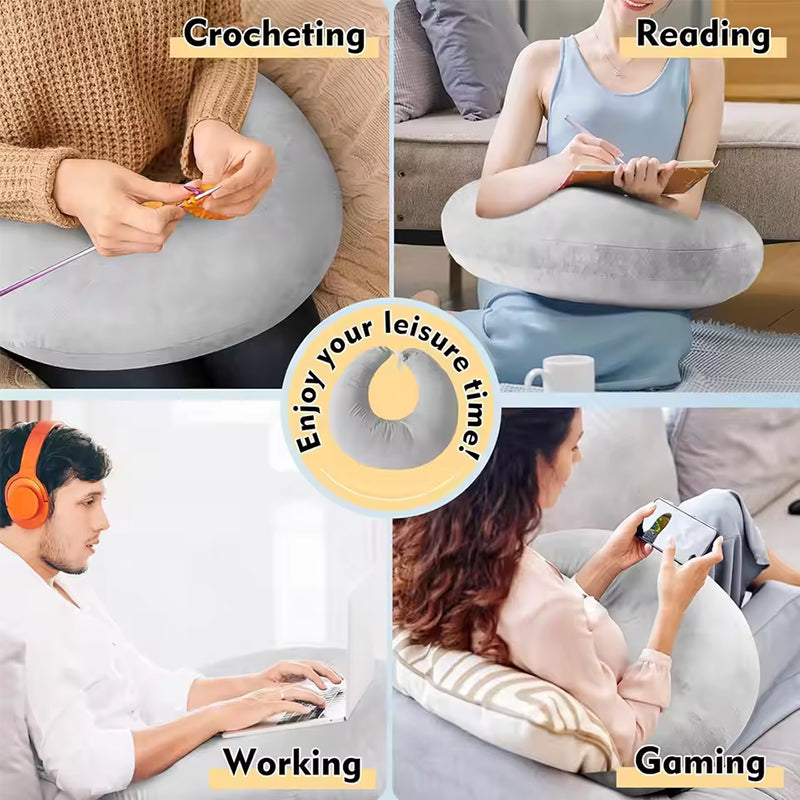 Reading pillow, crocheted arm-support for adults, portable, skin-friendly, TV &amp; breastfeeding.