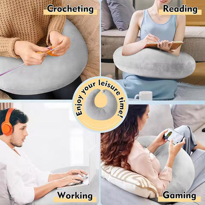 Reading pillow, crocheted arm-support for adults, portable, skin-friendly, TV &amp; breastfeeding.