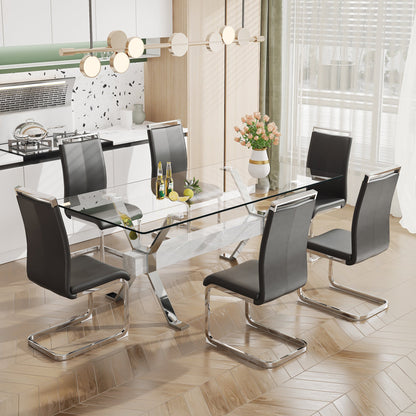 Dining table Modern tempered glass dining table 79 &