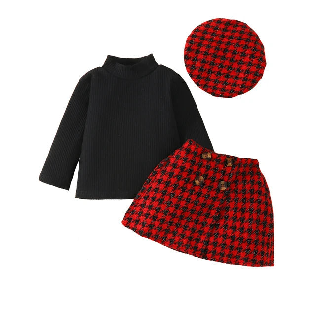 ma&amp;baby 6M-3Y Christmas Newborn Infant Toddler Baby Girl Clothes Sets Knit Long Sleeve Tops Plaid Skirts Hat Xmas Outfits D05