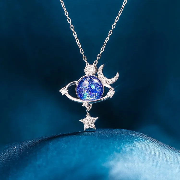 Starry Sky Global Moon Star Set Zircon Necklace Women&