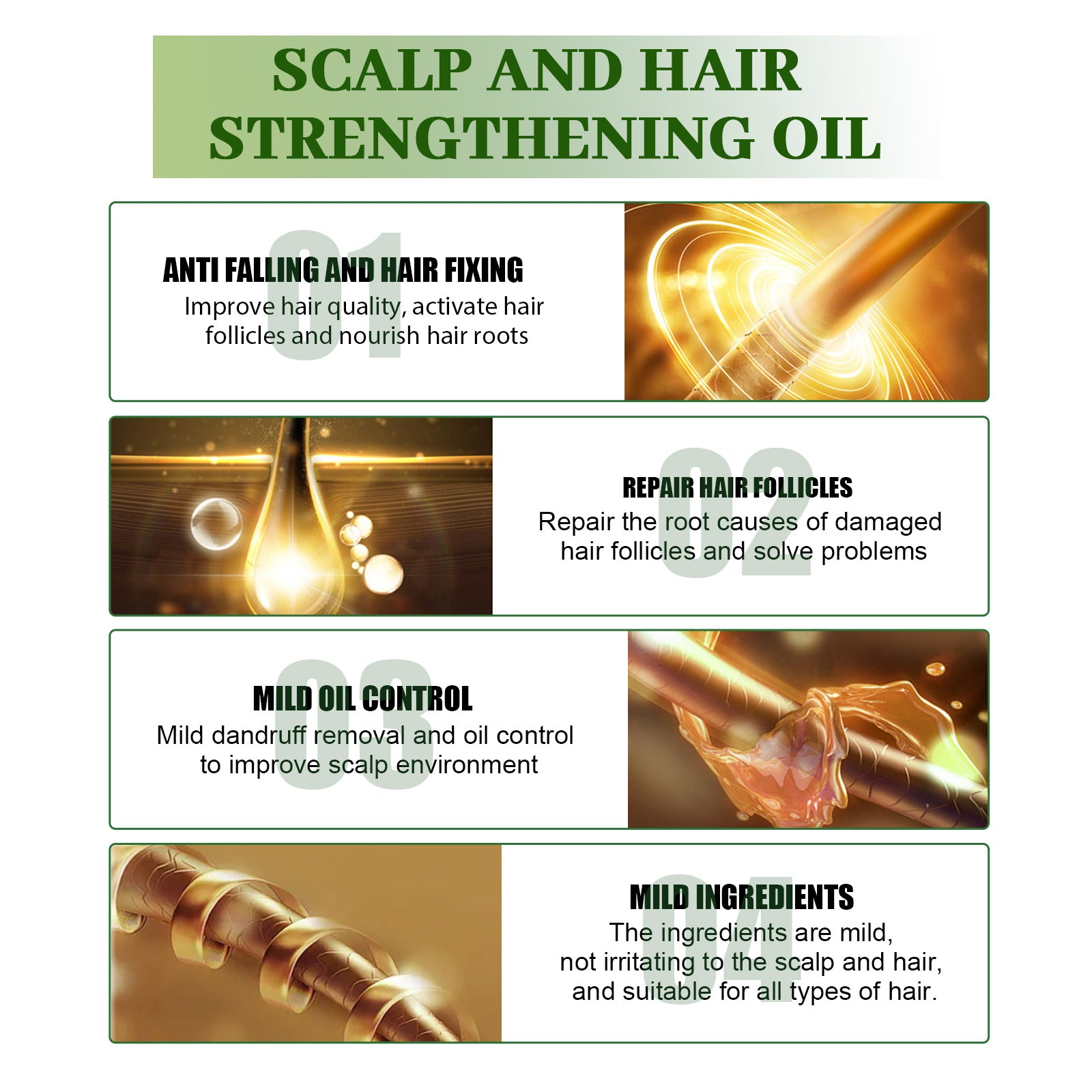 Scalp &amp; Hair Strengthening Oil, Hair Thick Hair Solid Hair Soft Hair Dry Damaged Care