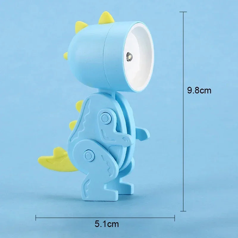 Mini Dinosaur Night Light Battery Magnetic Folding Nights Lamp Bedroom Bedside Table Ornaments Children&