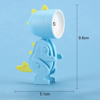 Mini Dinosaur Night Light Battery Magnetic Folding Nights Lamp Bedroom Bedside Table Ornaments Children&