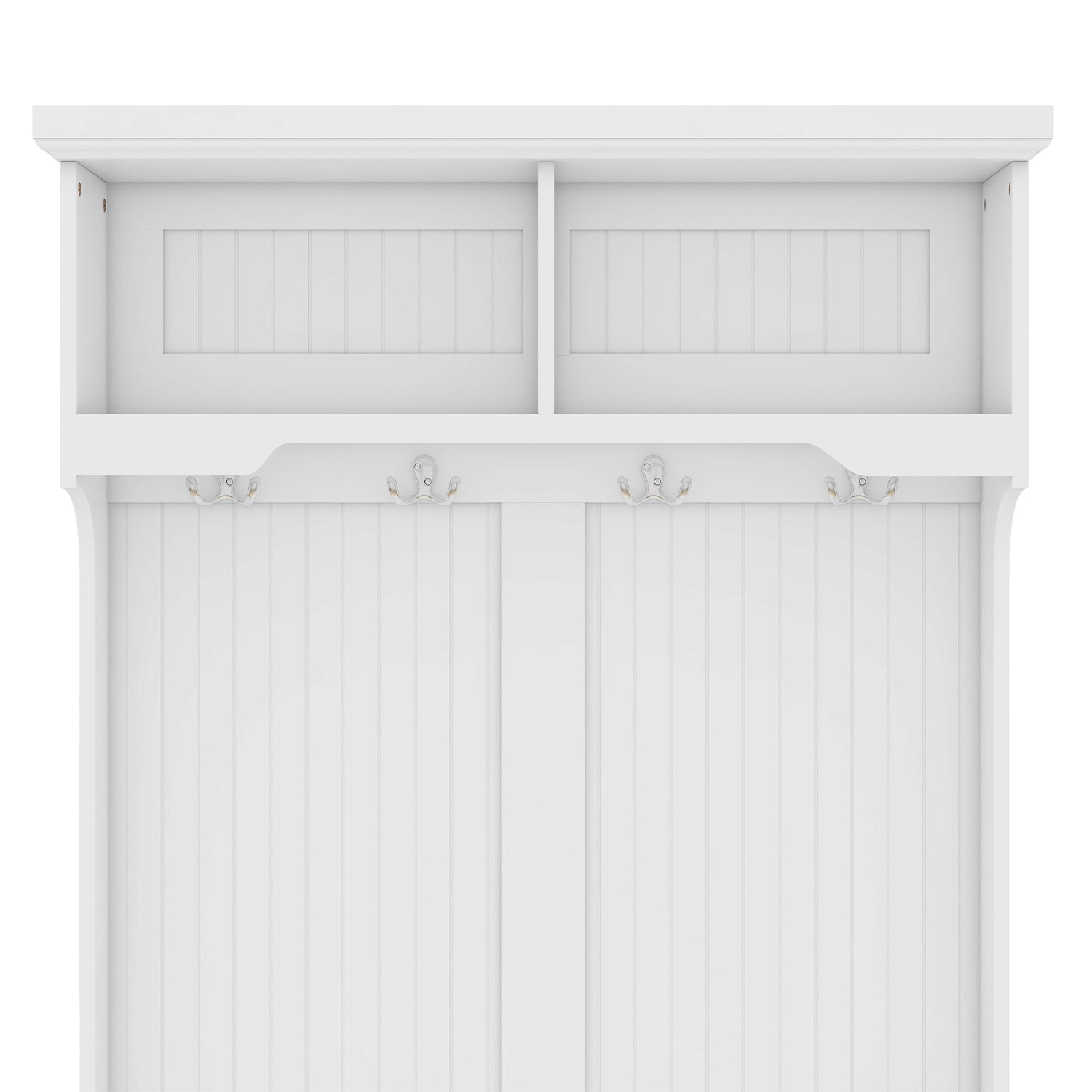 Hall Tree with Storage Shoe Bench for Entryway and Hallway, 4-in-1 Design Coat Racks with 4 Hooks for Living Room, White