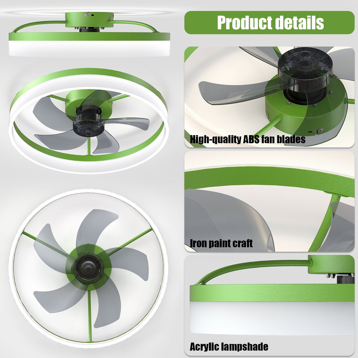 Green Dimmable LED Ceiling Fan