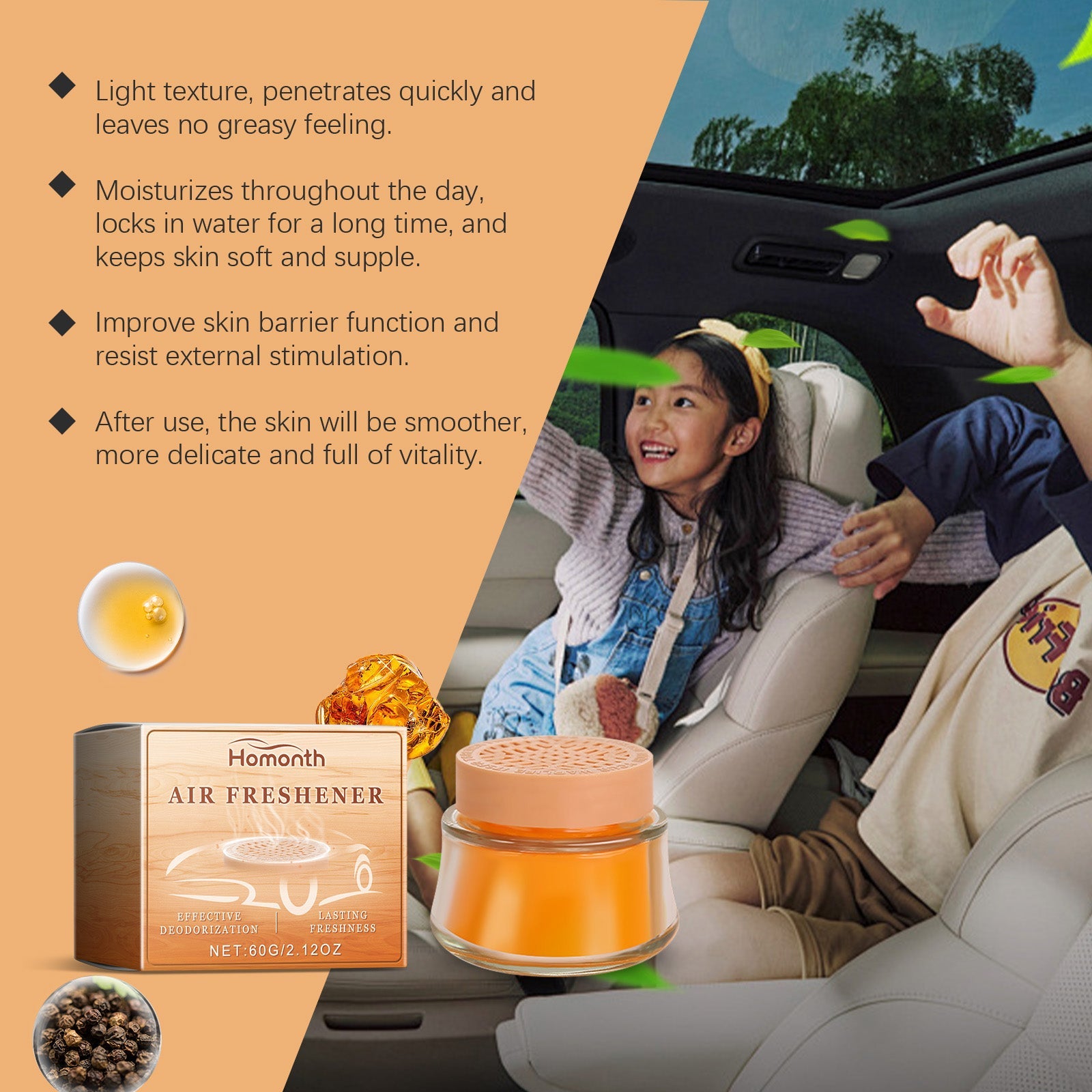 Cologne Car Solid Balm For Car Odor Removal Fresh And Light Portable Car Balm