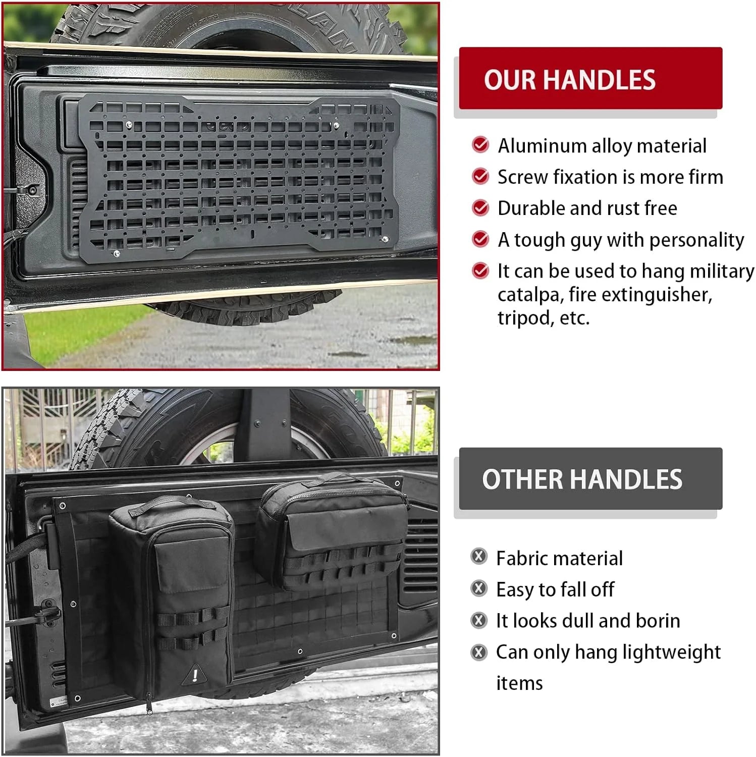 JK&amp;JL Tailgate Tactical Panel for Wrangler Tailgate Tool Kit/JL Organizer Racks Compatible with Jeep Wrangler 2007-2022 JK JKU &amp;