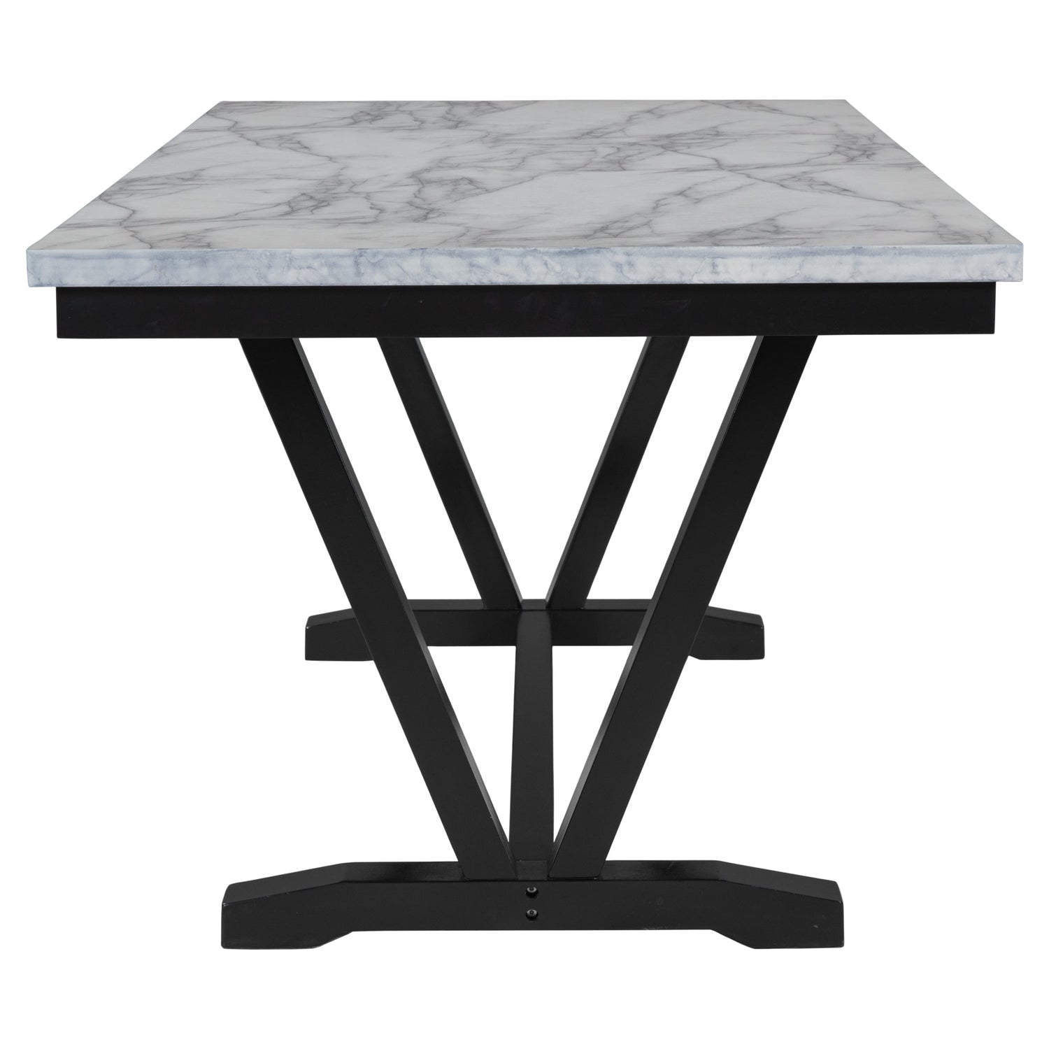 TREXM Modern Style 6-piece Dining Table with 4 Chairs &amp; 1 Bench (White)