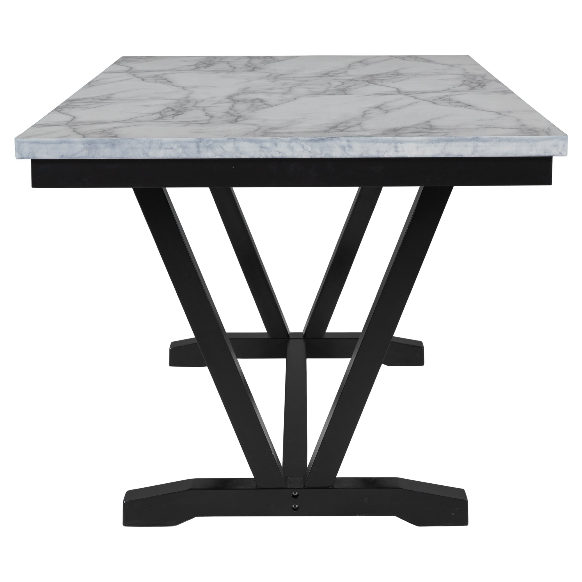 TREXM Modern Style 6-piece Dining Table with 4 Chairs &amp; 1 Bench (White)