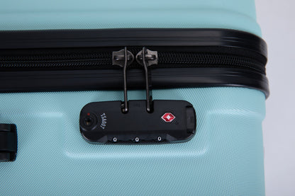 3 Piece Luggage Sets ABS Lightweight Suitcase with Two Hooks, Spinner Wheels, TSA Lock, (20/24/28)   Green