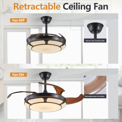 Retractable Invisible Ceiling Fan Light