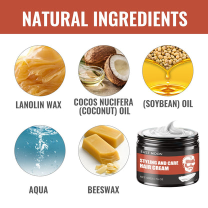 Styling And Care Hair Cream, Strong Hair Styling Moisturizing Shine Long-Lasting Styling Natural Volumizing Cream