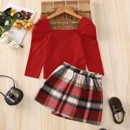 Red Long Sleeved Mid Autumn Children&