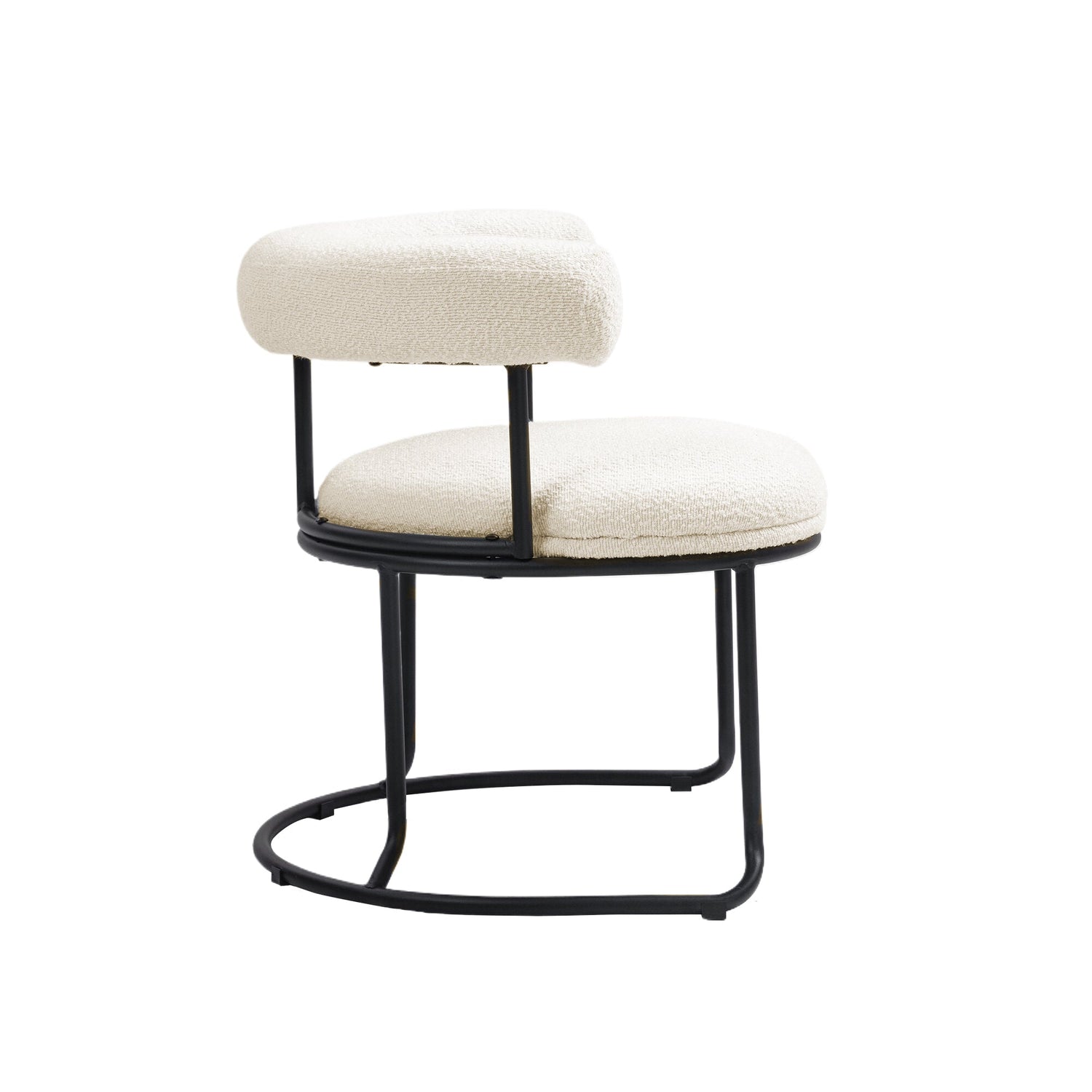 COOLCOOL Boucle dining chair set of two, medieval modern curved backrest chair, round cushion (beige Boucle)