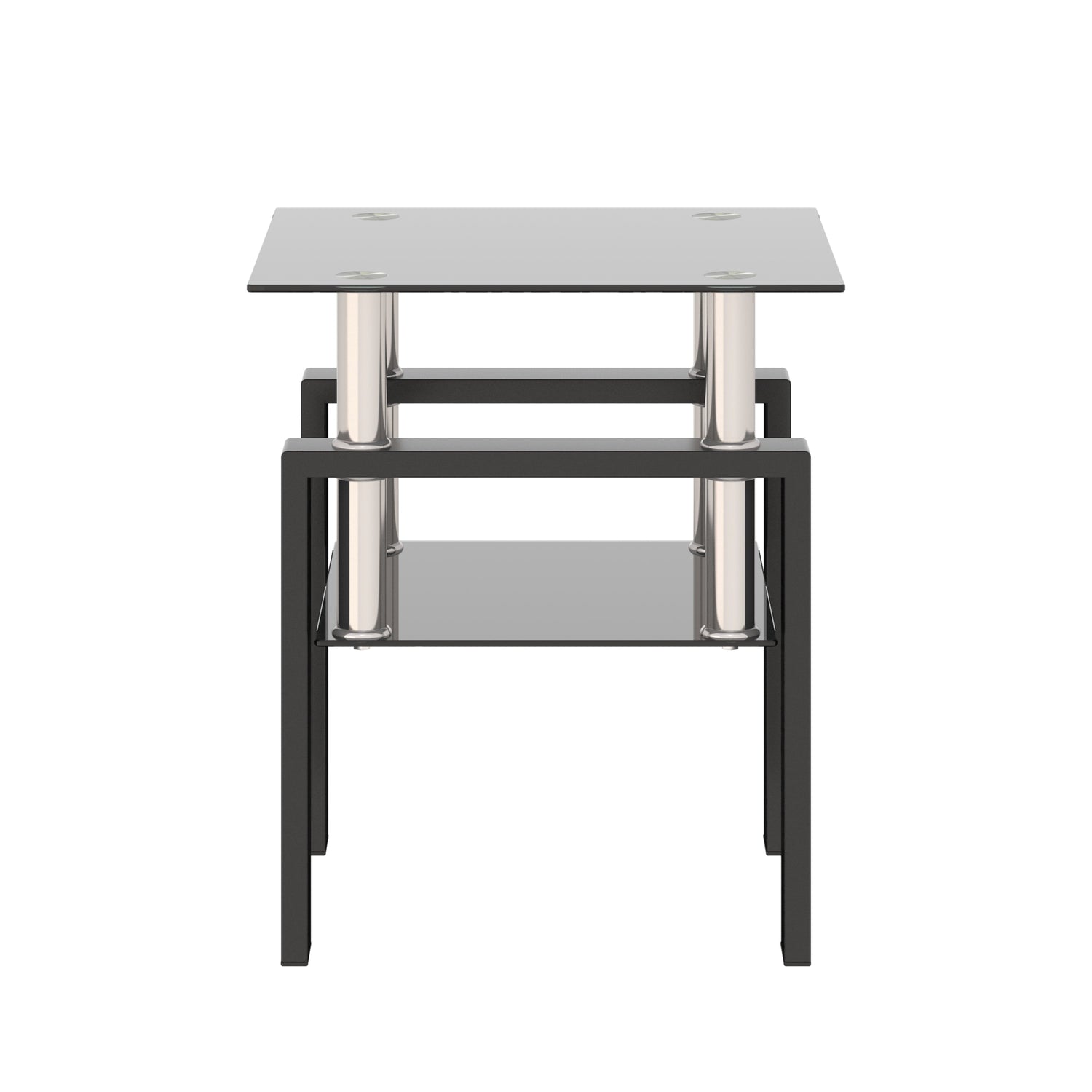 1-Piece Modern Tempered Glass Tea Table Coffee Table End Table, Square Table for Living Room, Black