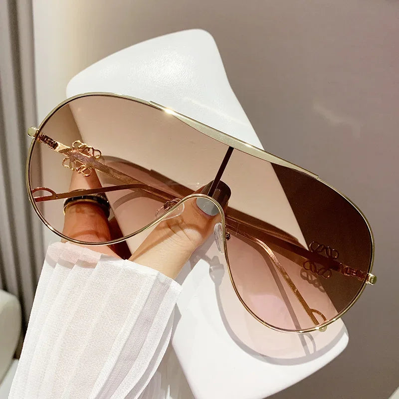 Metal one-piece sunglasses, one-piece large-frame sports goggles, cycling windproof sunglasses, men&