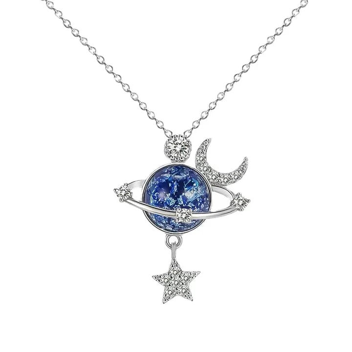 Starry Sky Global Moon Star Set Zircon Necklace Women&
