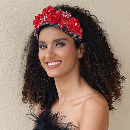 Handmade fabric flower headband and water diamond headband