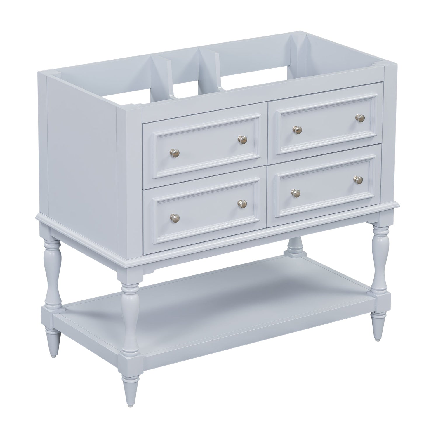 36" Bathroom Vanity Cabinet without Sink Standing Vanity Set with 4 Drawers&amp; Soft Closing Doors Blue (NOT INCLUDE BASIN SINK)