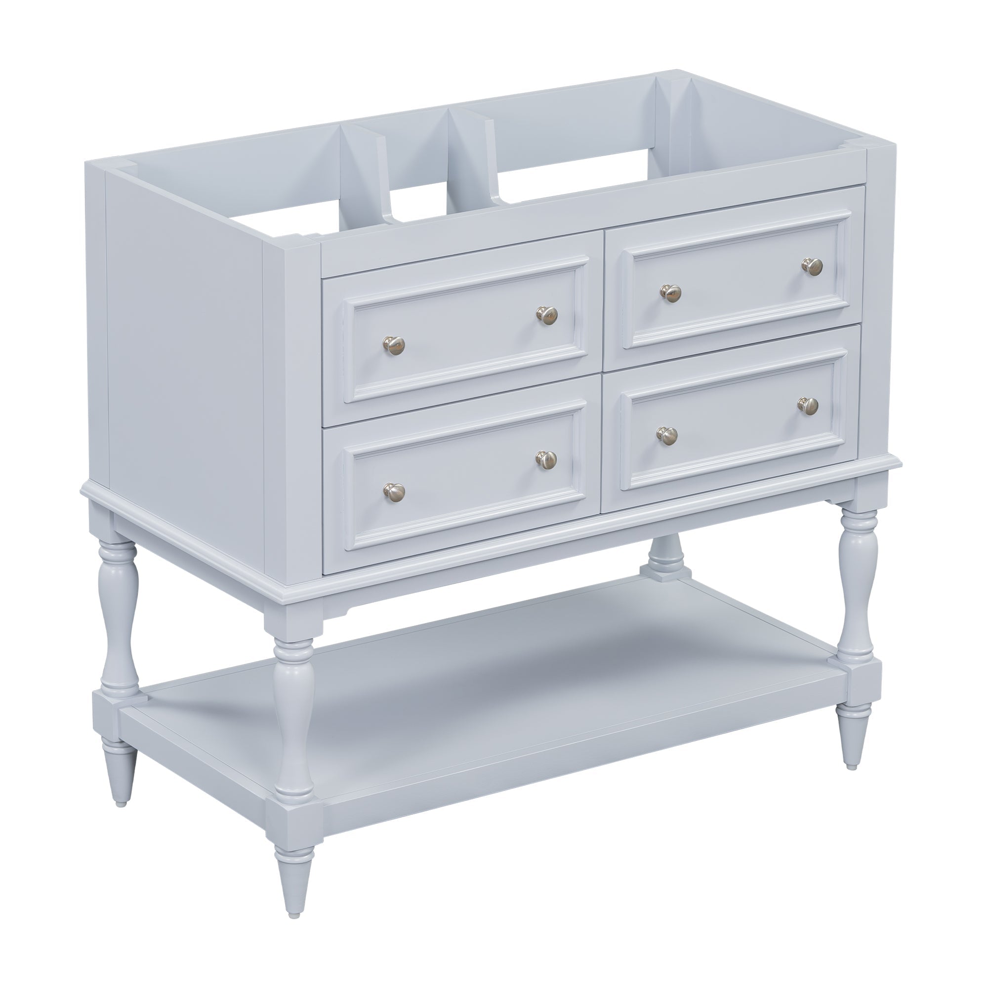 36" Bathroom Vanity Cabinet without Sink Standing Vanity Set with 4 Drawers&amp; Soft Closing Doors Blue (NOT INCLUDE BASIN SINK)