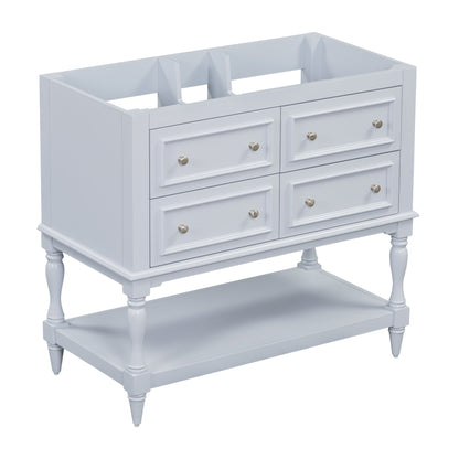 36" Bathroom Vanity Cabinet without Sink Standing Vanity Set with 4 Drawers&amp; Soft Closing Doors Blue (NOT INCLUDE BASIN SINK)