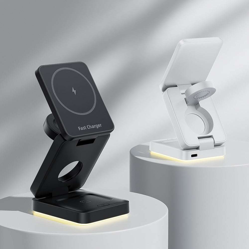 3 in 1 Wireless Charger Magnetic Foldable Charger For iphone charger power Adapter Charging Stand &amp; Holder