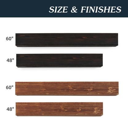 48" Rustic Wood Fireplace Mantel , Wall-Mounted &amp; Floating Shelf for Home Decor