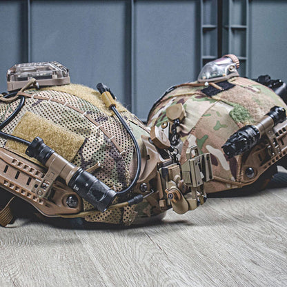 New SS M-AX tactical helmet headlamp stand. Rotating base for night vision flashlights. Durable gun - mounted lighting gear.