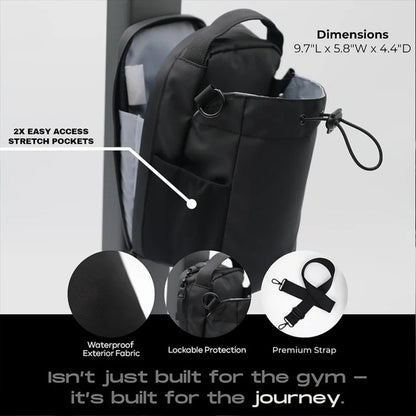 Magnetic Sling Bag for Men &amp; Women. Ideal as a gym, travel, and work bag. Keeps your belongings off the dirty gym floor.