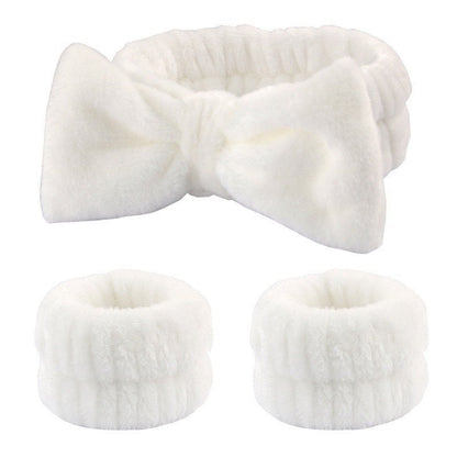 Wash face headband waterproof wrist strap set butterfly bow simple headband wrist 3-piece set
