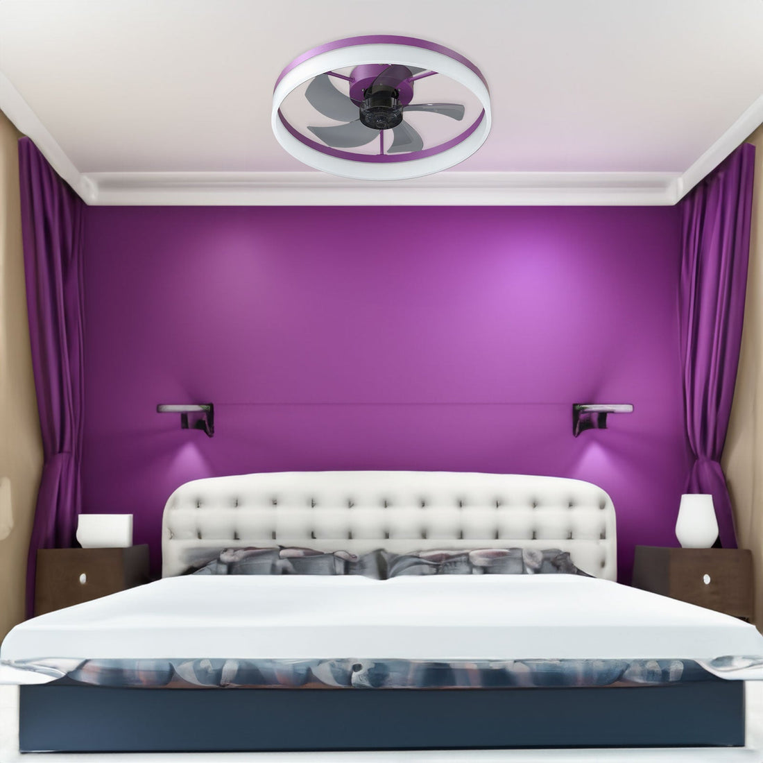 Purple Dimmable LED Ceiling Fan