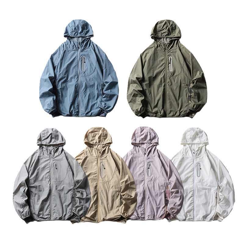Camouflage Spliced Thin Hooded Sun Protection Clothing Men&