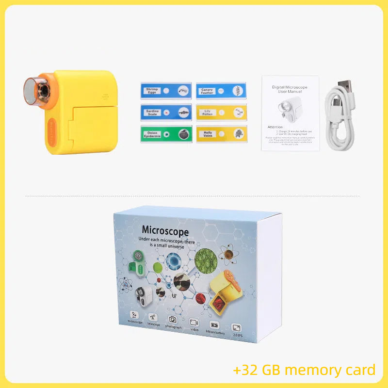 Handheld portable screen with camera microscope for children&