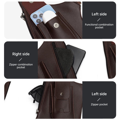 A medieval - style leather harness bag that is an anti - theft wallet, phone pouch, and suitable for men&