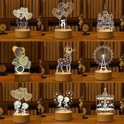3D Night Light LED Table Light Creative Gift Bedhead Light Small Gift Valentine&