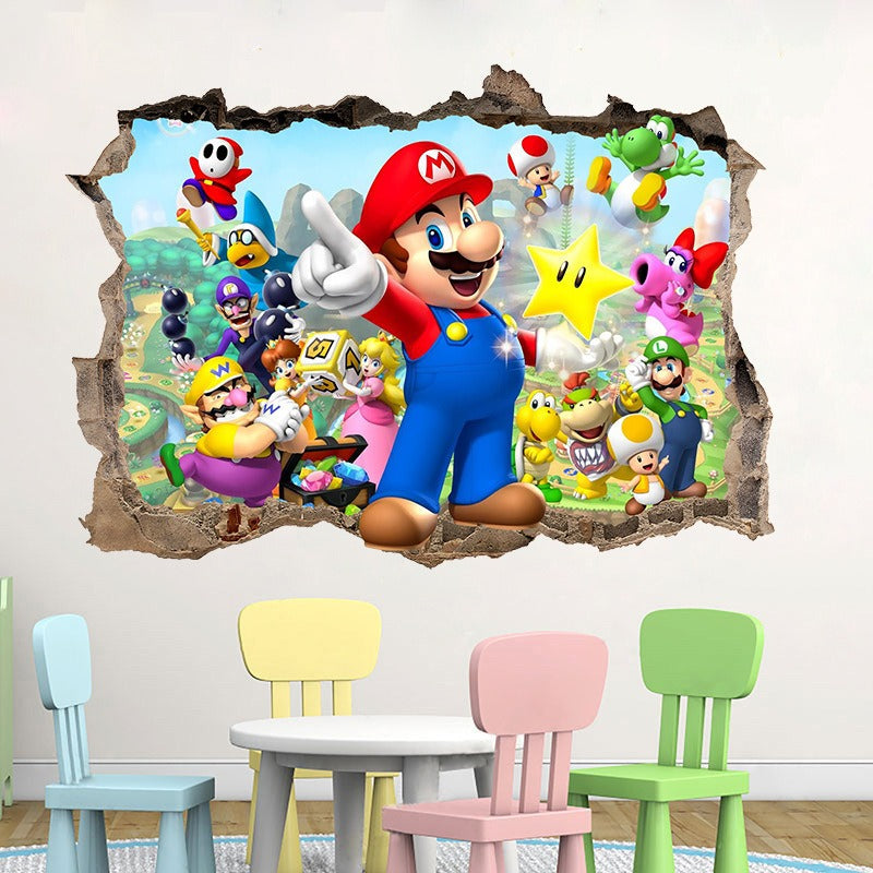 3D Wall Piercing Mary Full Staff Wall Stickers Living Room Bedroom Kindergarten Decoration Background Wall