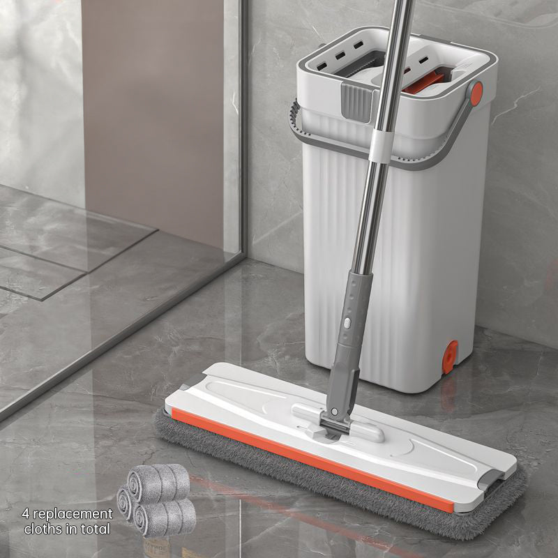 A 33cm Home Floor Cleaning Set: Hand Free Flat Mop &amp; Bucket, 360° Rotating, Washable Microfiber, Lazy Cleaning Tool.