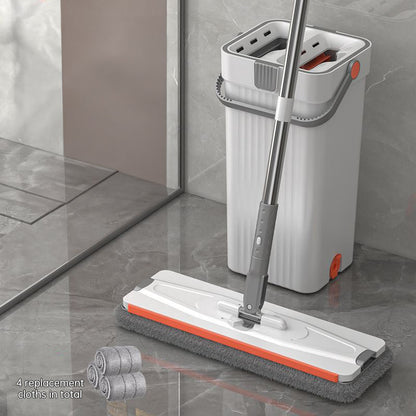 A 33cm Home Floor Cleaning Set: Hand Free Flat Mop &amp; Bucket, 360° Rotating, Washable Microfiber, Lazy Cleaning Tool.