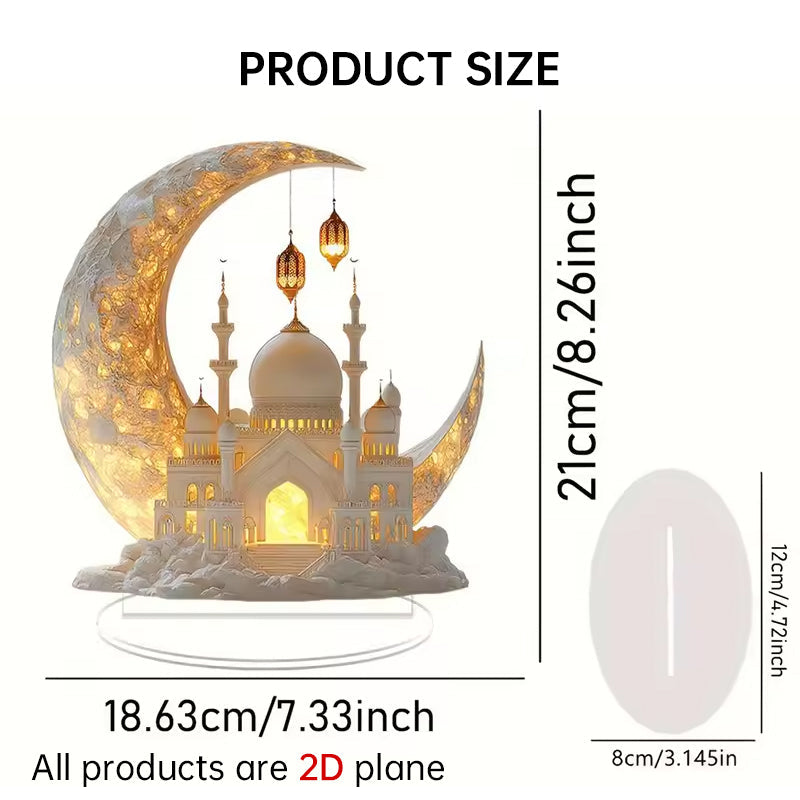2025 Ramadan 2D Acrylic Moon - Castle Ornament. Eid Al - fitr Decoration, Muslim Home &amp; Party Gift.
